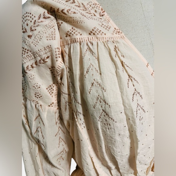 Free People Counting Star Shimmer Peasant Blouse Size Small - Picture 6 of 16